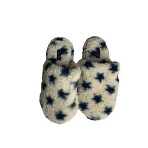 Rachel Roy Blue Cream Cozy Memory Foam Cheetah Slippers 7-8
